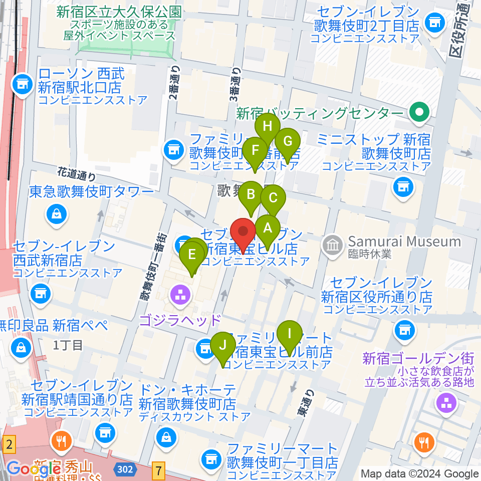 新宿ロフト周辺のホテル一覧地図