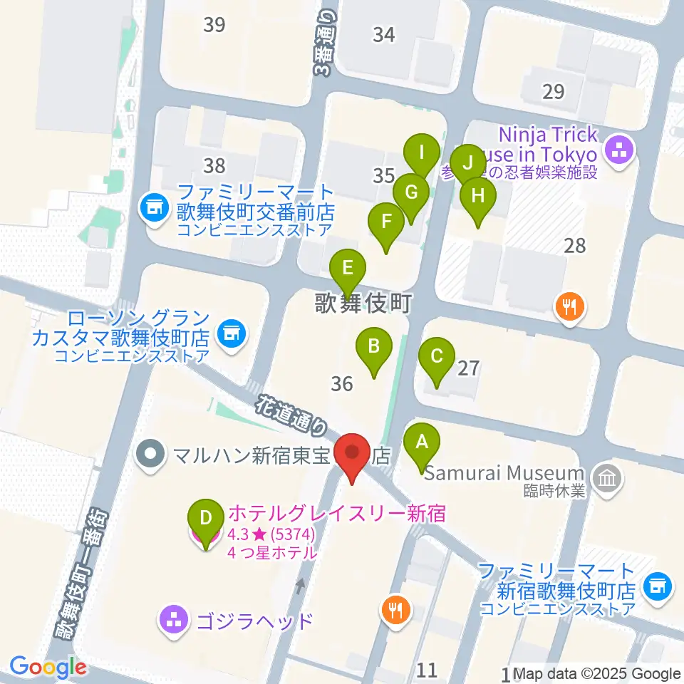新宿ロフト周辺のホテル一覧地図