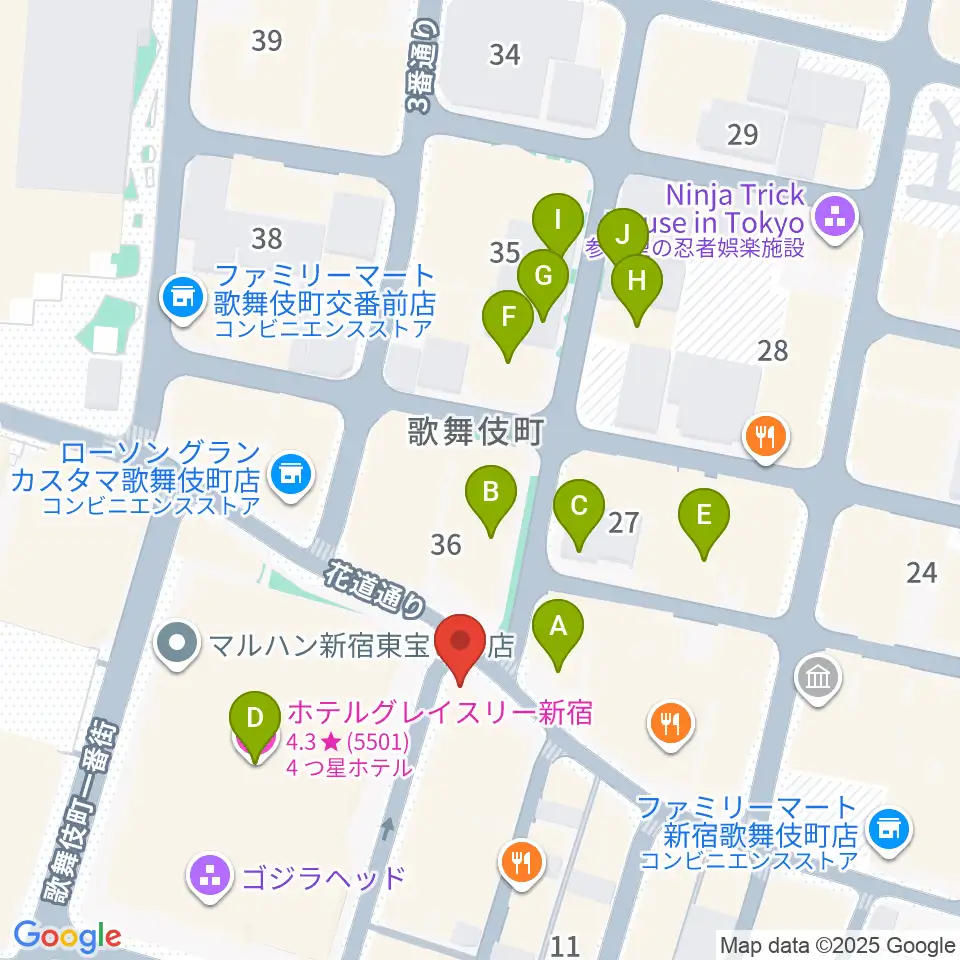 新宿ロフト周辺のホテル一覧地図