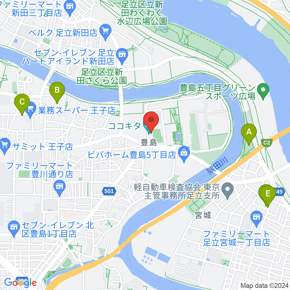 ココキタ周辺のホテル一覧地図