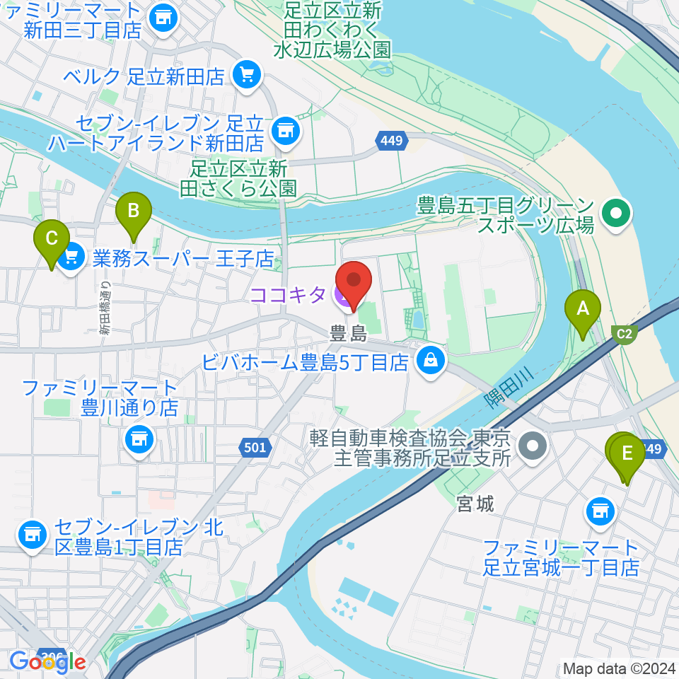 ココキタ周辺のホテル一覧地図