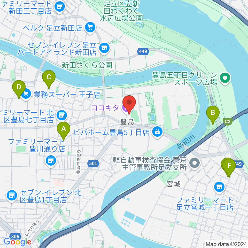 ココキタ周辺のホテル一覧地図