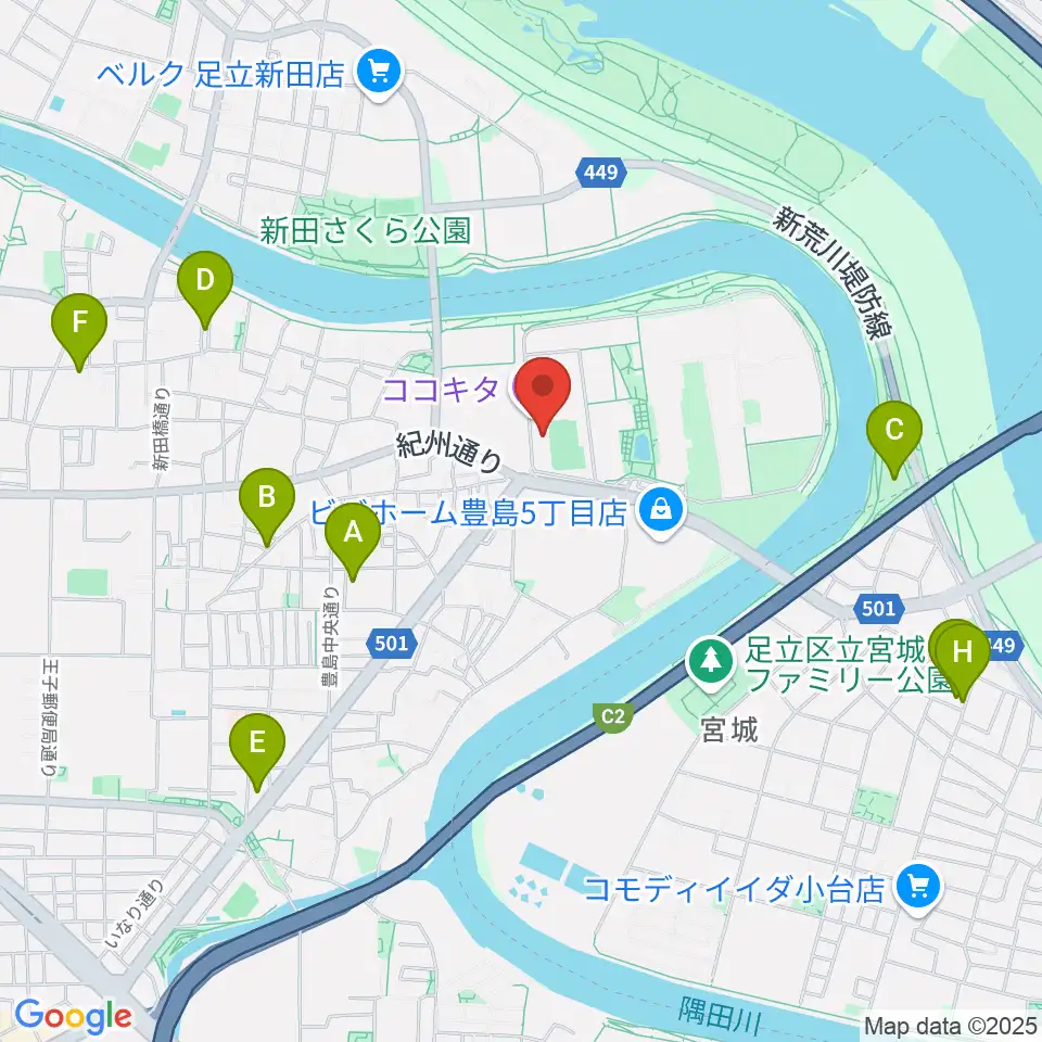 ココキタ周辺のホテル一覧地図