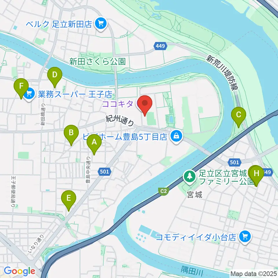 ココキタ周辺のホテル一覧地図