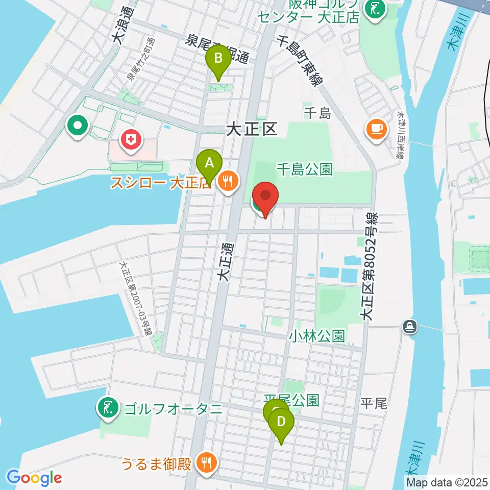 アゼリア大正ホール周辺のホテル一覧地図