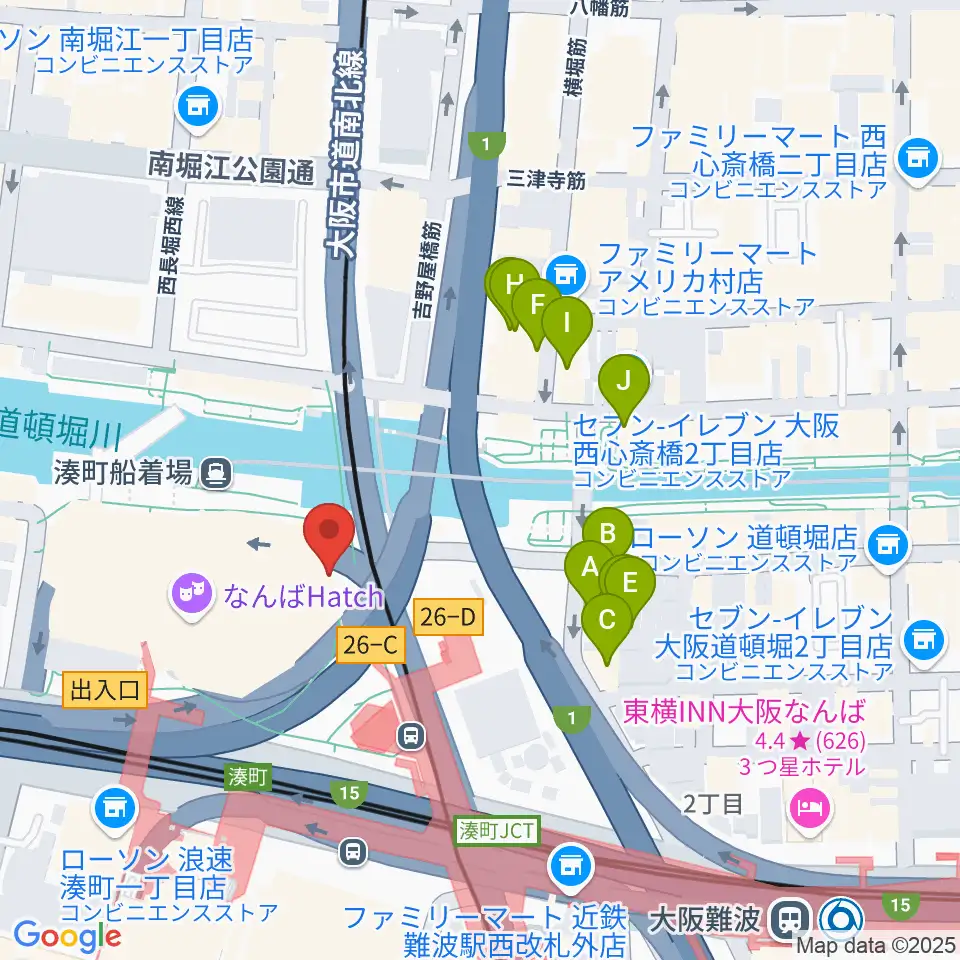 難波S.O.Ra.周辺のホテル一覧地図