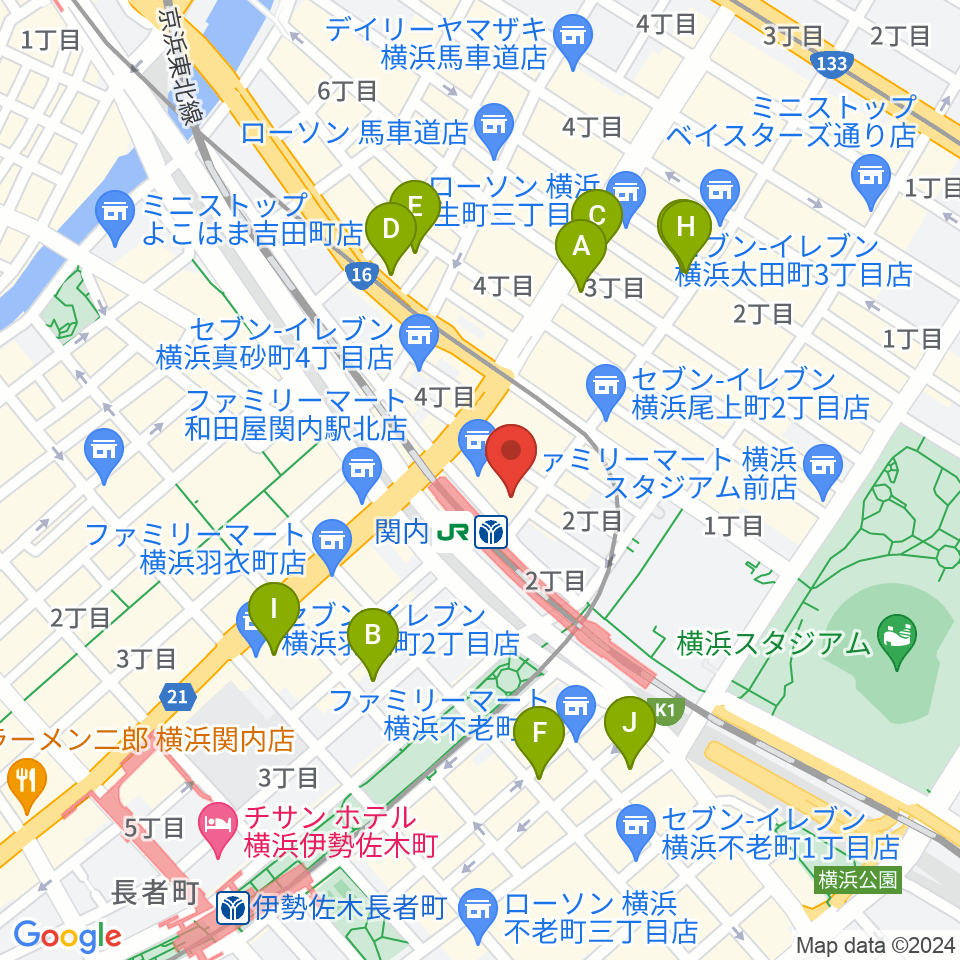 横浜B.B.STREET周辺のホテル一覧地図