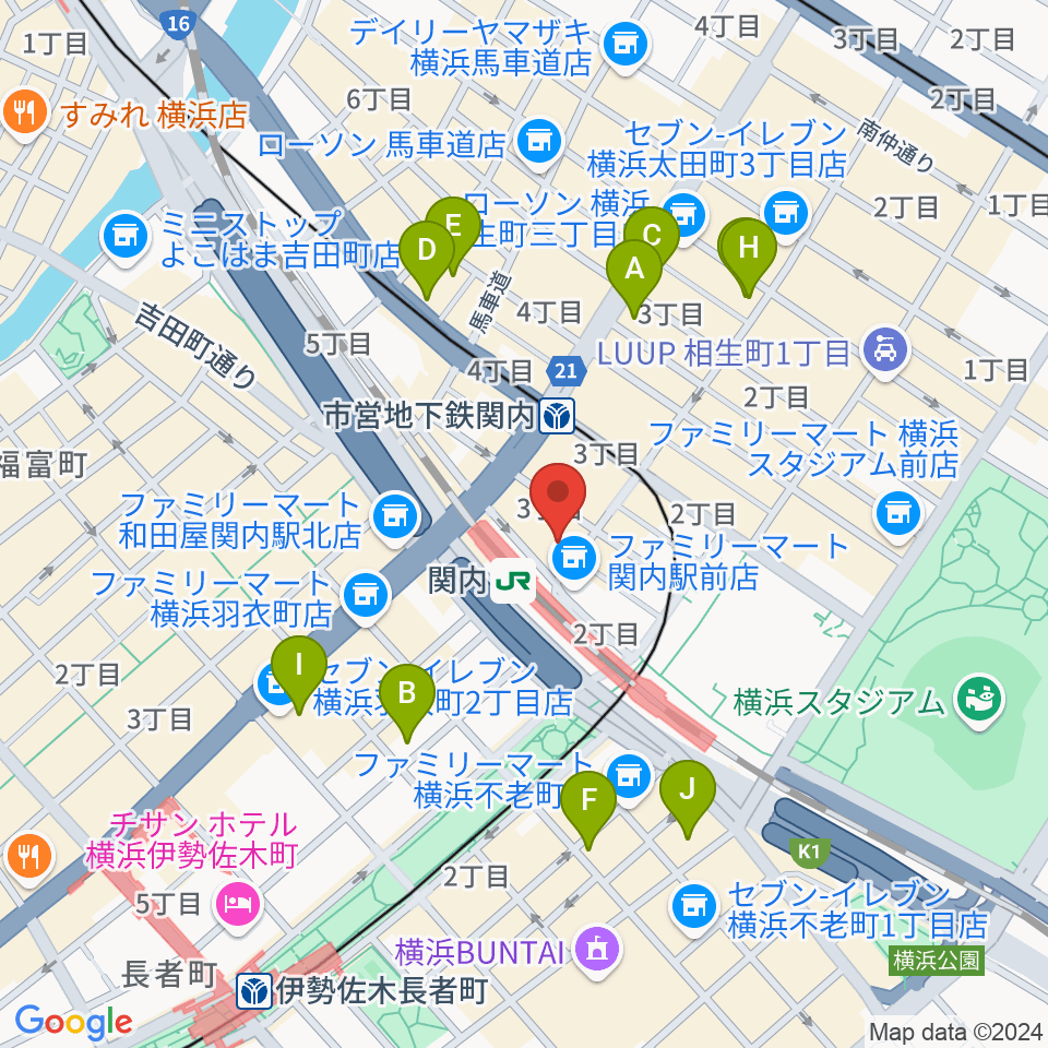 横浜B.B.STREET周辺のホテル一覧地図