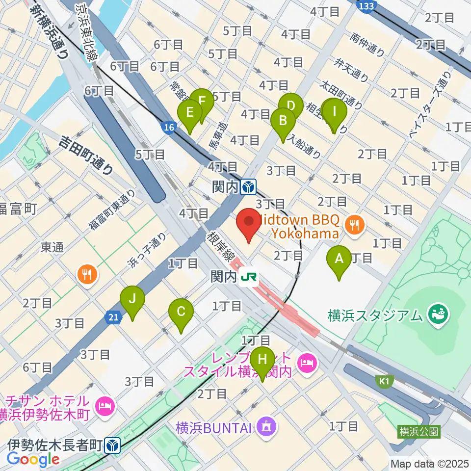 横浜B.B.STREET周辺のホテル一覧地図