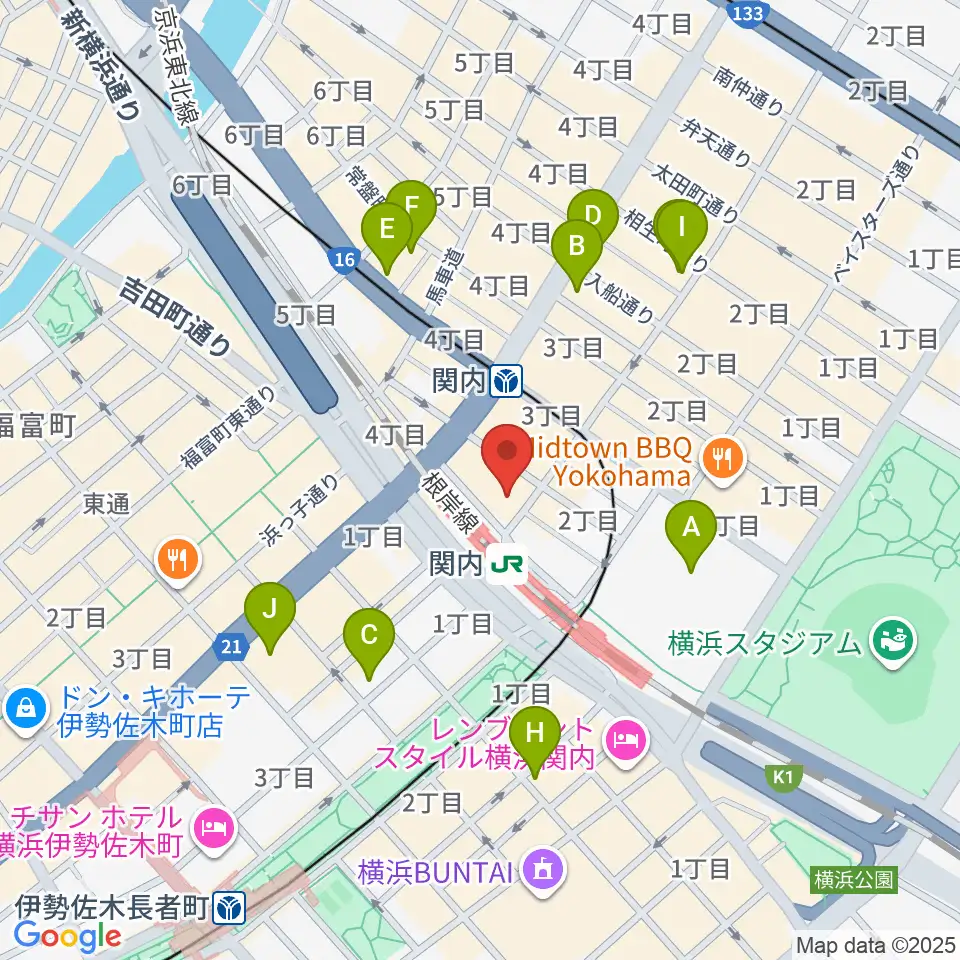 横浜B.B.STREET周辺のホテル一覧地図