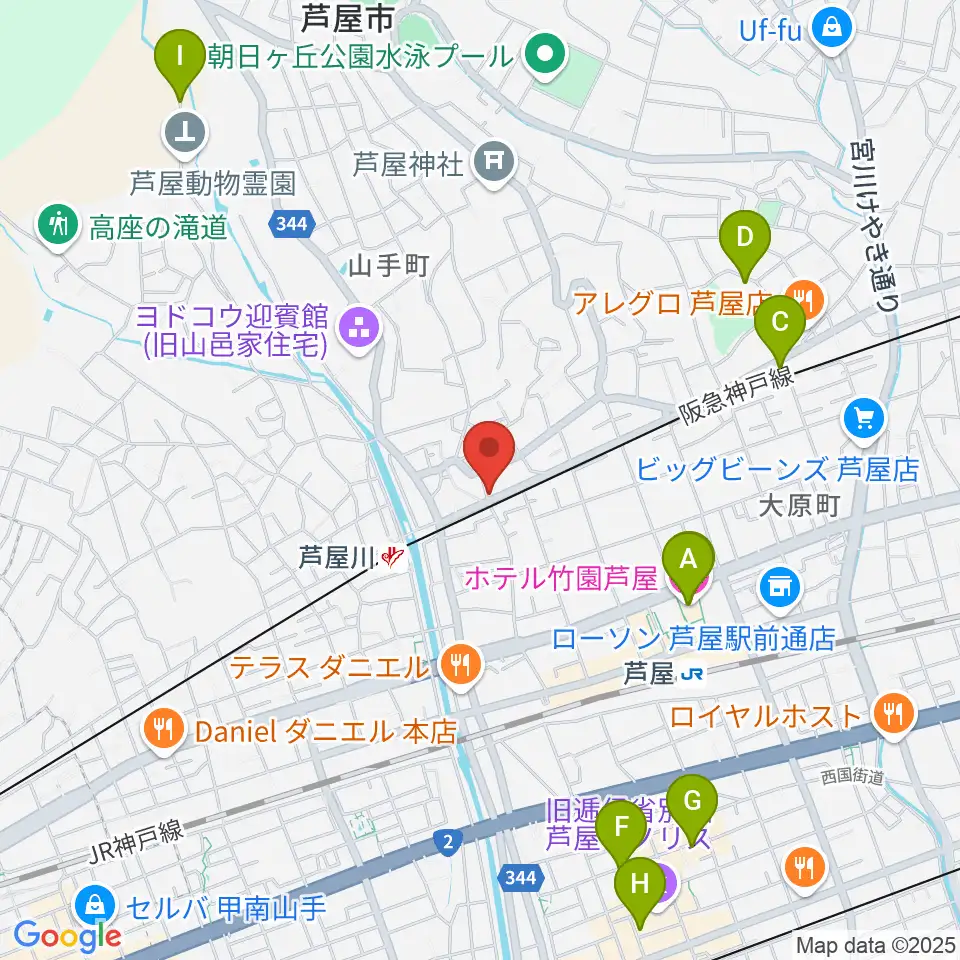 芦屋サロン・クラシック周辺のホテル一覧地図