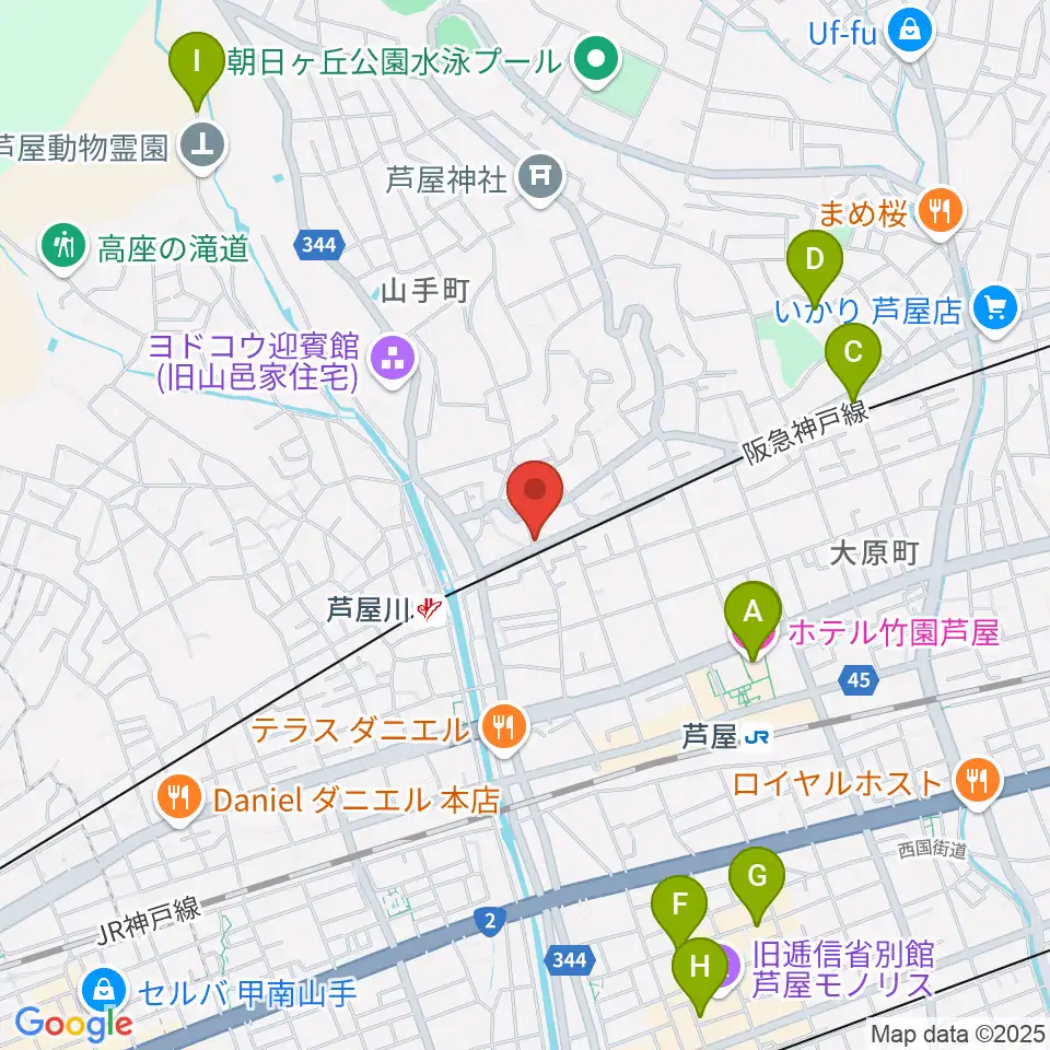 芦屋サロン・クラシック周辺のホテル一覧地図