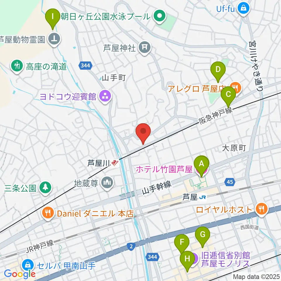 芦屋サロン・クラシック周辺のホテル一覧地図