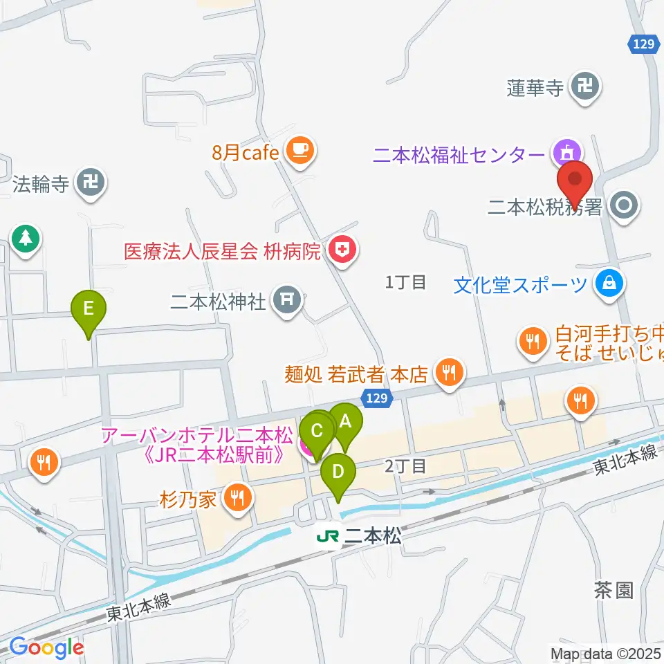 二本松市コンサートホール周辺のホテル一覧地図