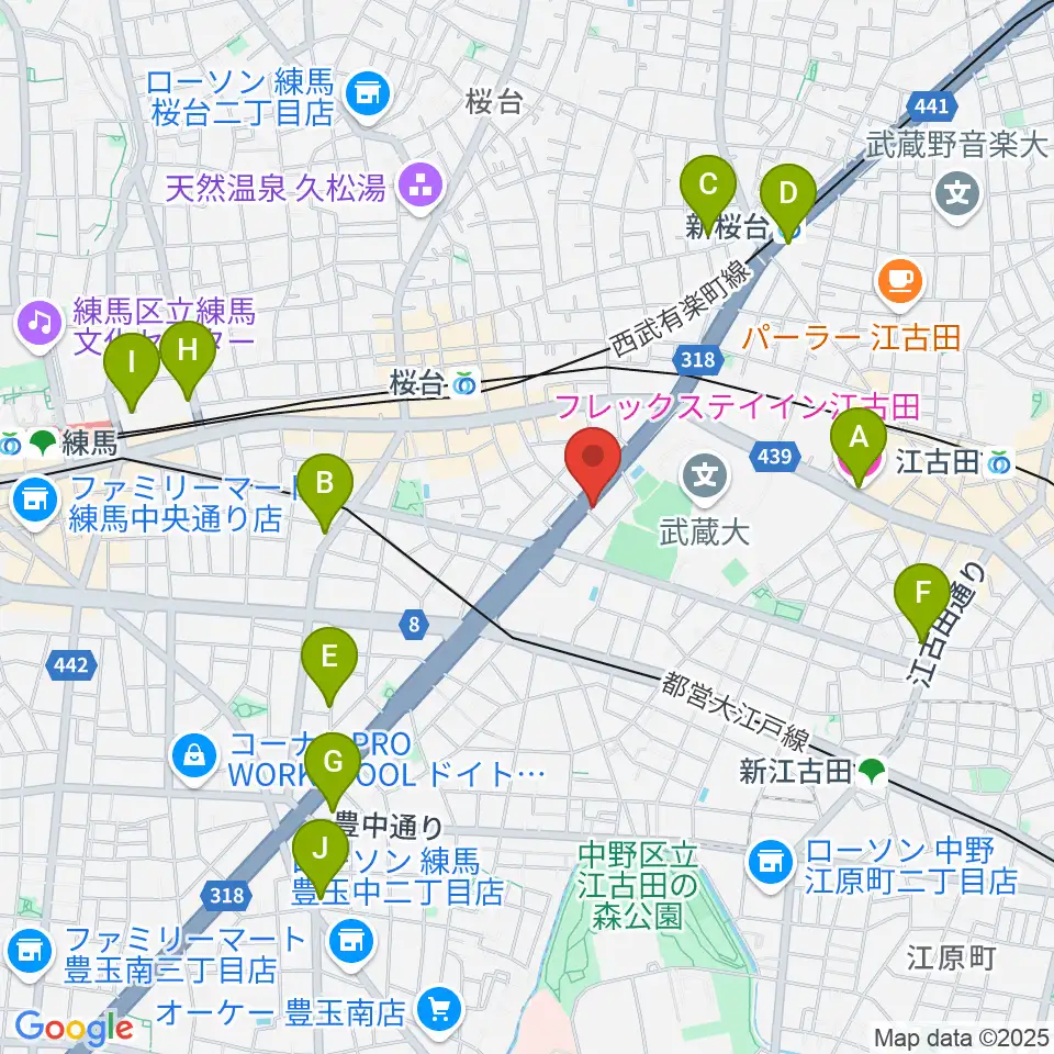 トーン音楽教室 練馬桜台校周辺のホテル一覧地図