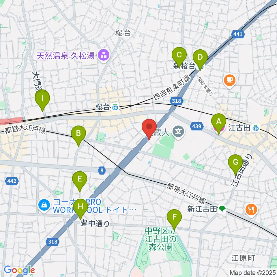 トーン音楽教室 練馬桜台校周辺のホテル一覧地図