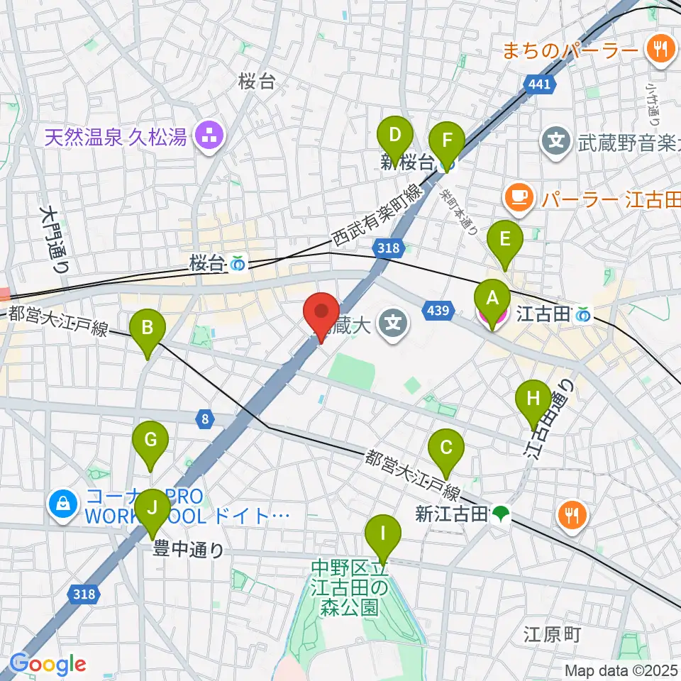 トーン音楽教室 練馬桜台校周辺のホテル一覧地図