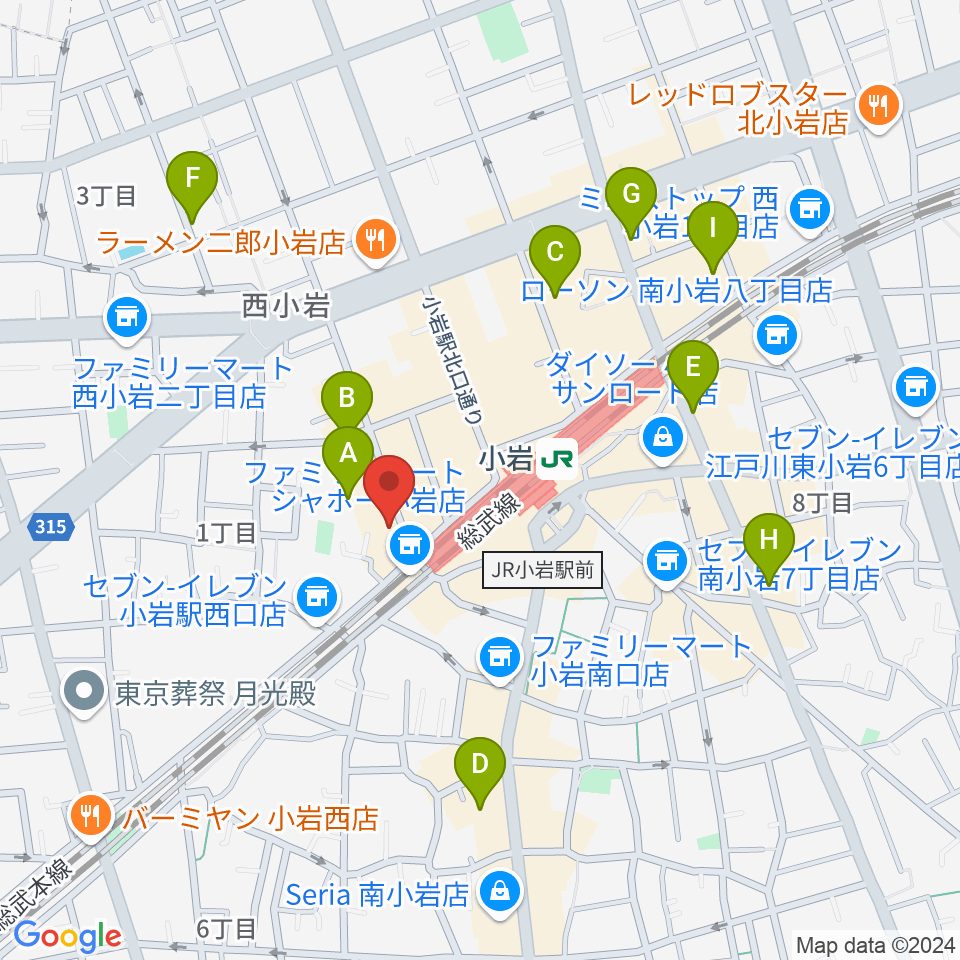 音楽教室ミュージックベア小岩校周辺のホテル一覧地図