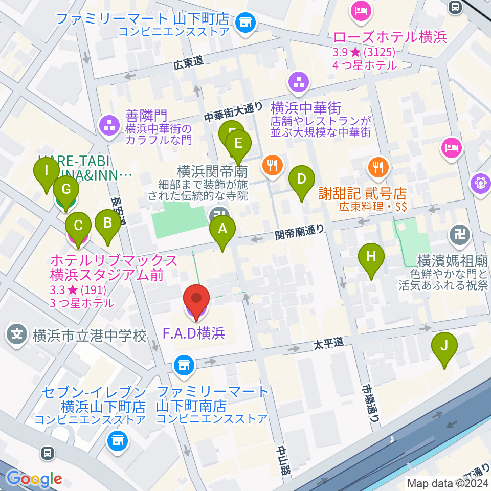 横浜F.A.D周辺のホテル一覧地図