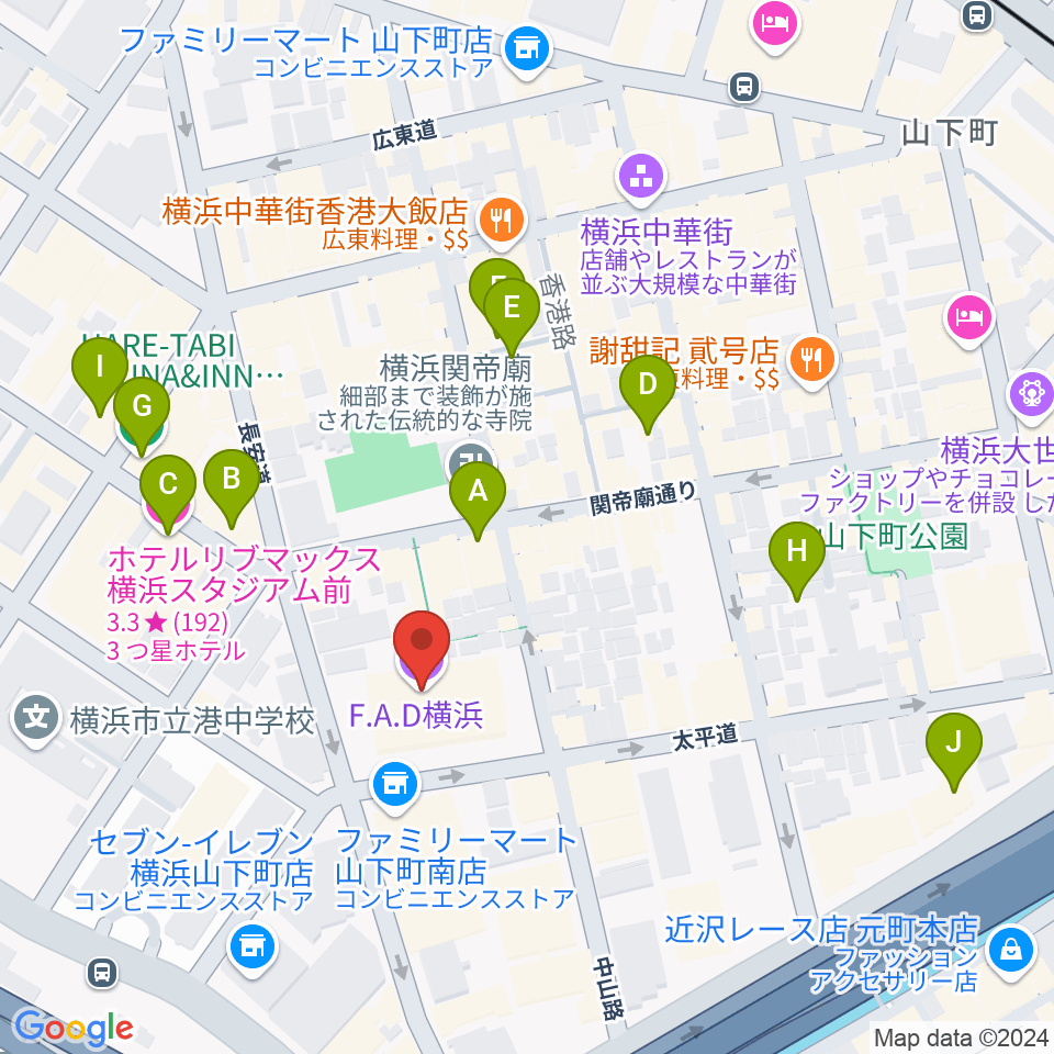 横浜F.A.D周辺のホテル一覧地図