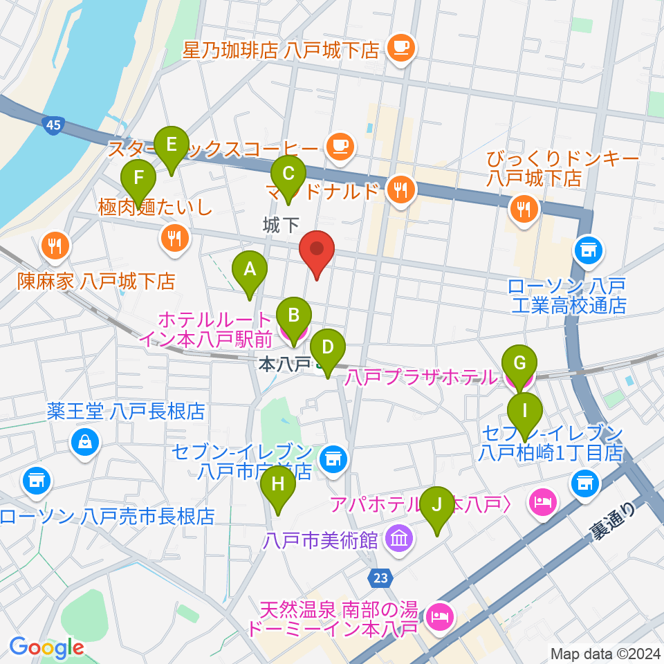 デーリー東北ホール周辺のホテル一覧地図