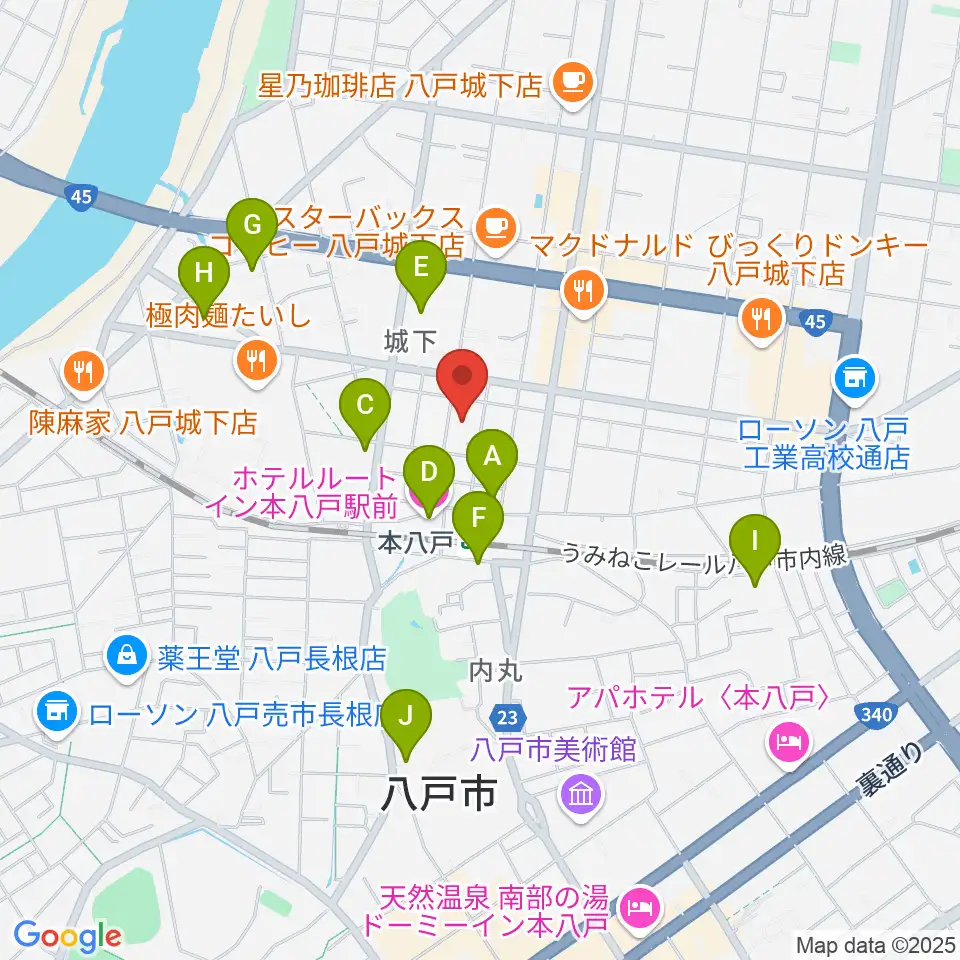 デーリー東北ホール周辺のホテル一覧地図