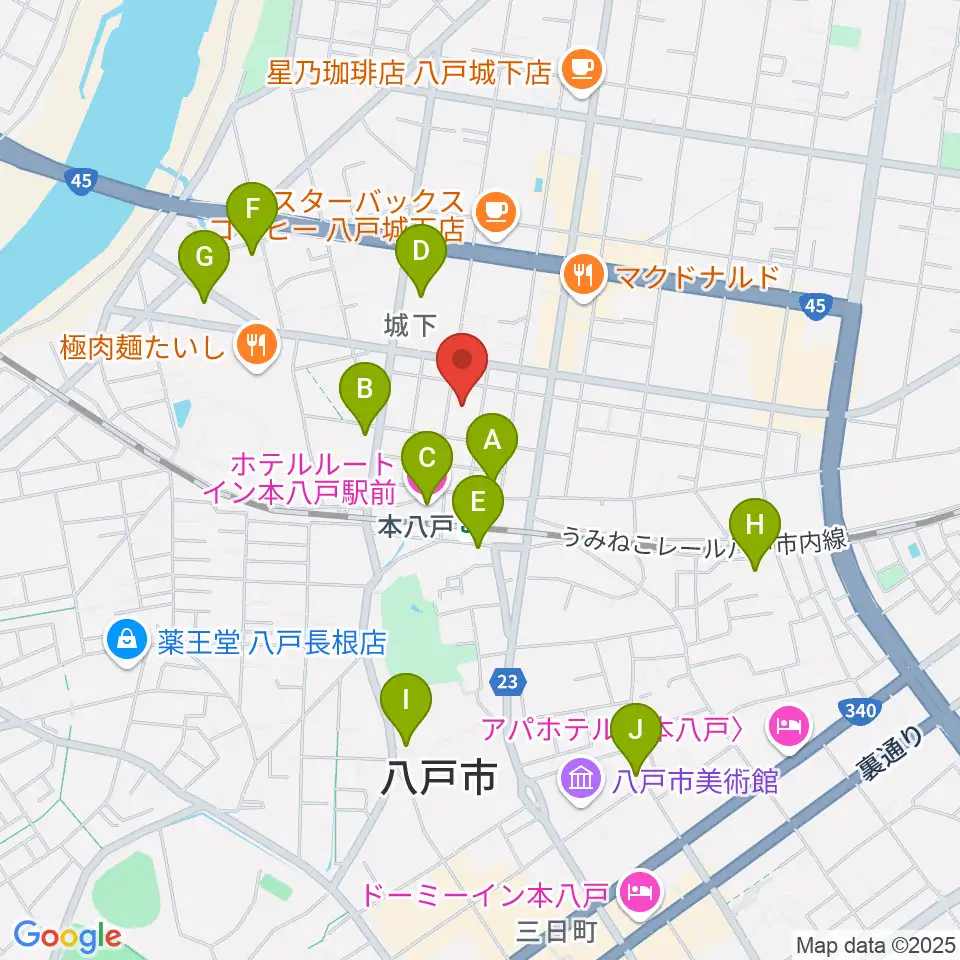 デーリー東北ホール周辺のホテル一覧地図