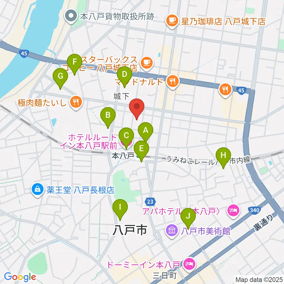 デーリー東北ホール周辺のホテル一覧地図