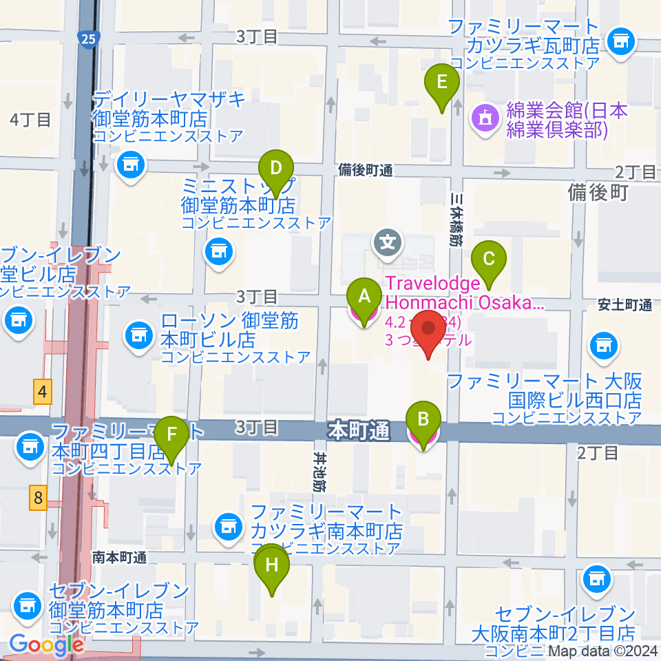 スプートニクギタースクール周辺のホテル一覧地図