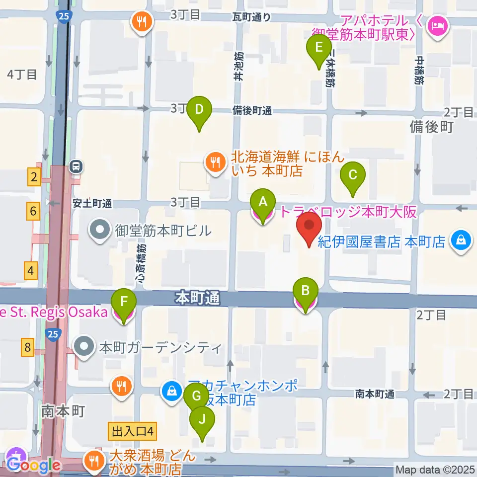 スプートニクギタースクール周辺のホテル一覧地図