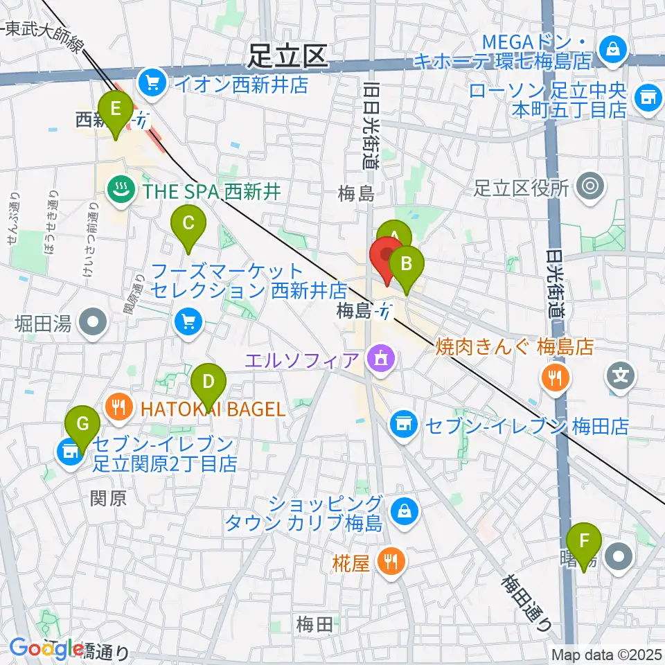 梅島Hugo周辺のホテル一覧地図