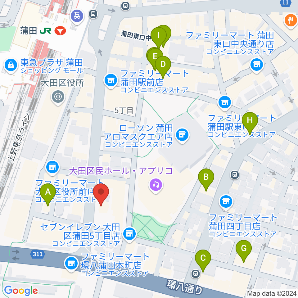 蒲田ニューエイト周辺のホテル一覧地図