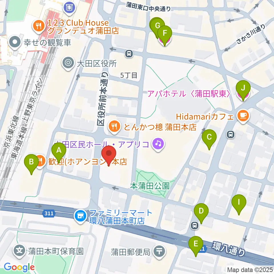 蒲田ニューエイト周辺のホテル一覧地図