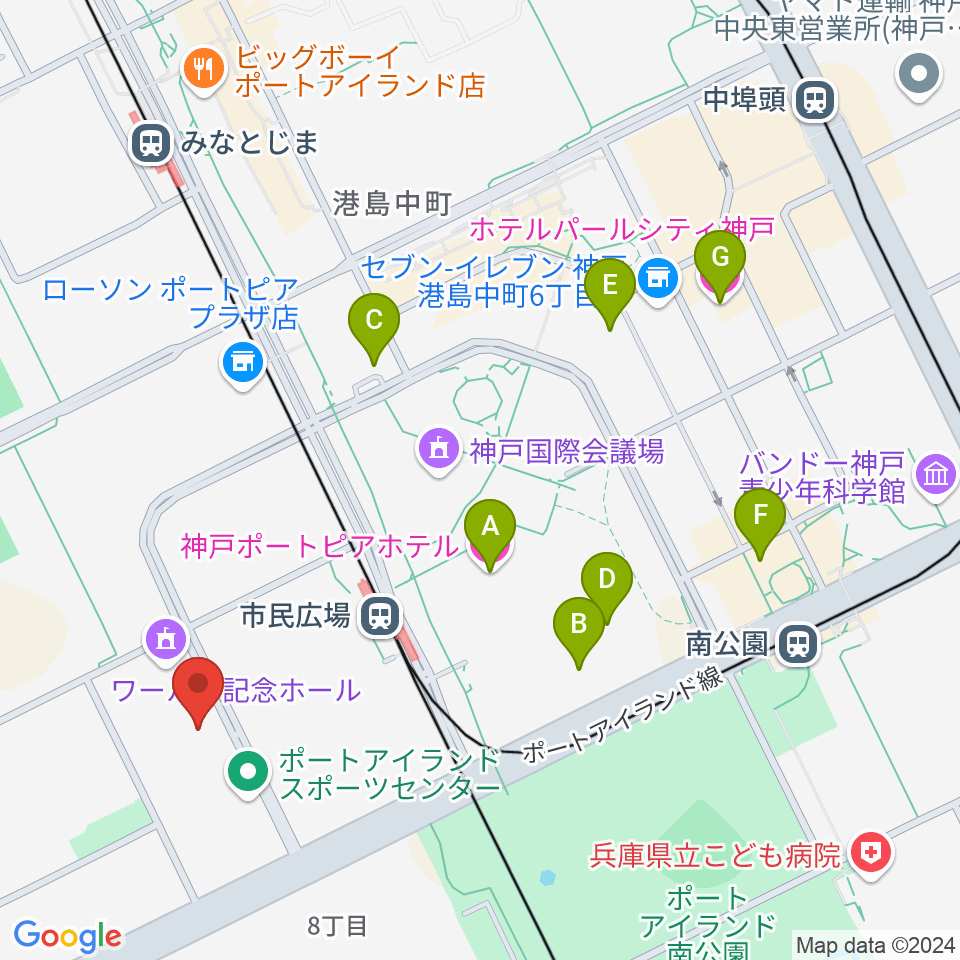 神戸ワールド記念ホール周辺のホテル一覧地図