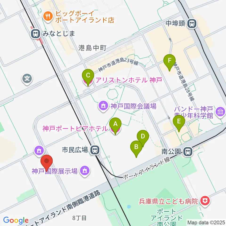 ワールド記念ホール周辺のホテル一覧地図