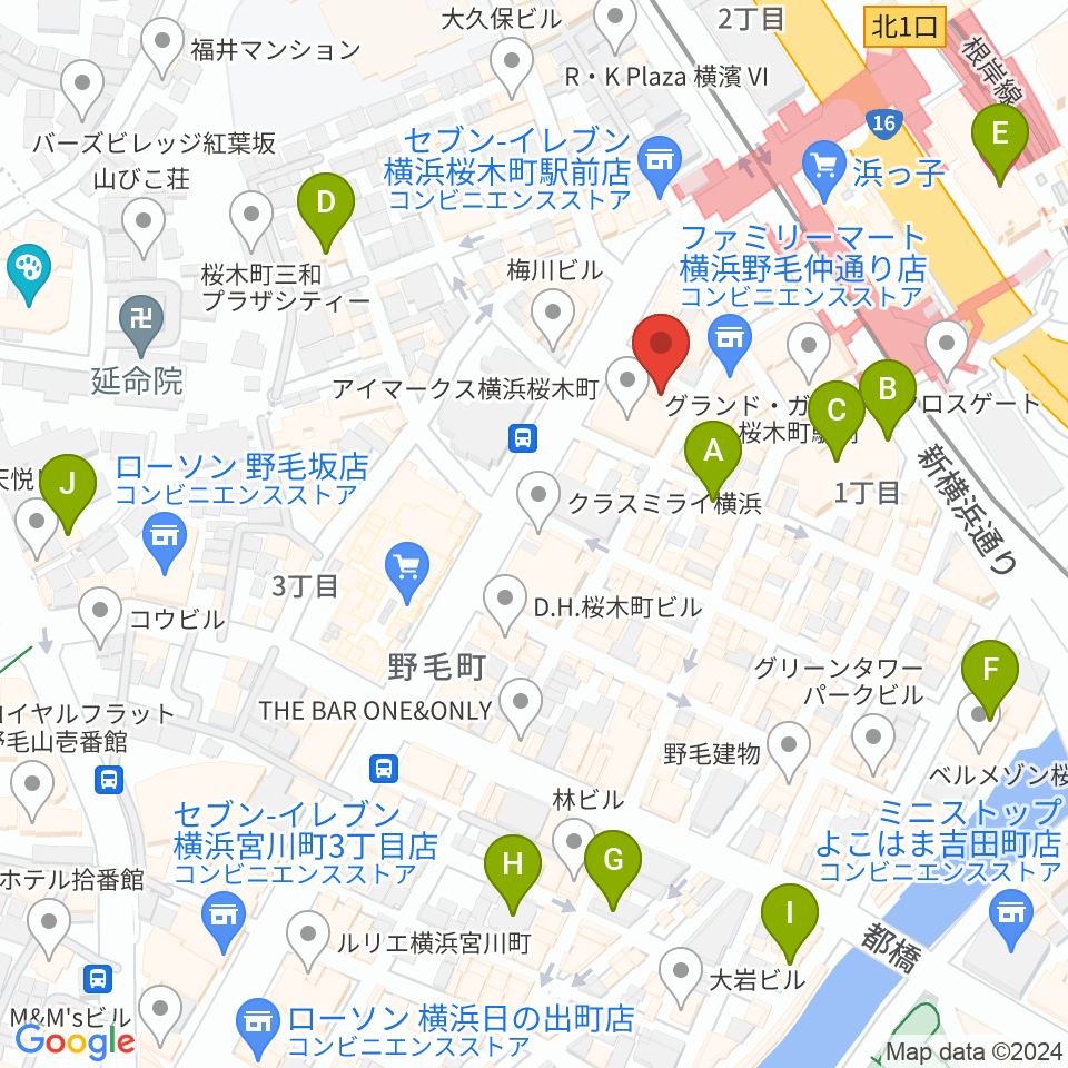 横浜ダウンビート周辺のホテル一覧地図