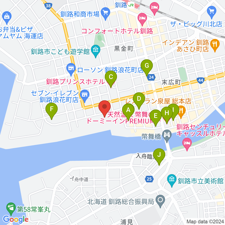 北海道立釧路芸術館 アートホール周辺のホテル一覧地図