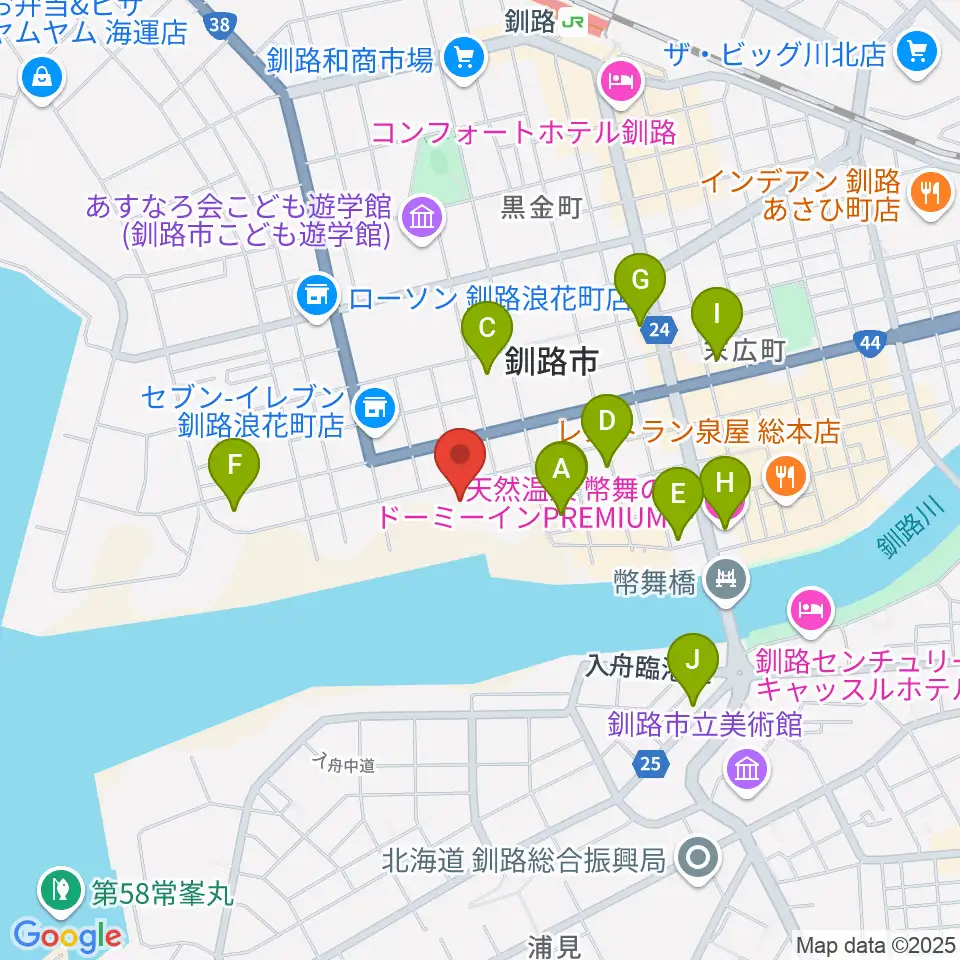 北海道立釧路芸術館 アートホール周辺のホテル一覧地図