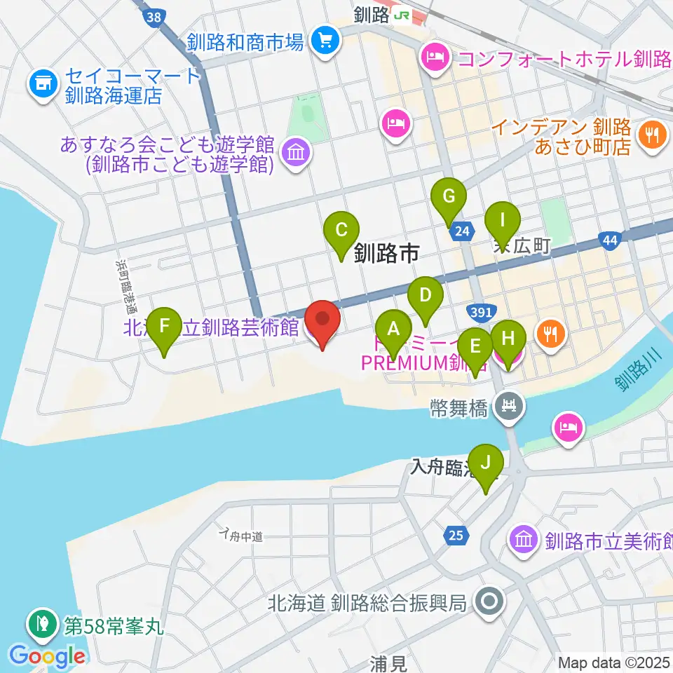 北海道立釧路芸術館 アートホール周辺のホテル一覧地図