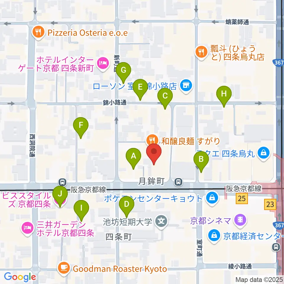 ヴィルトゥオーゾ京都四条烏丸店周辺のホテル一覧地図