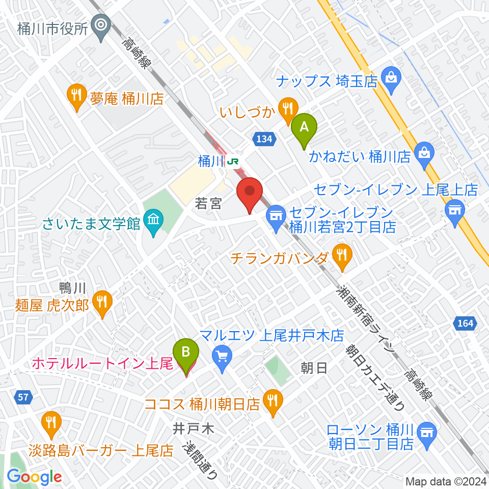 桶川の音楽スタジオVEIN周辺のホテル一覧地図