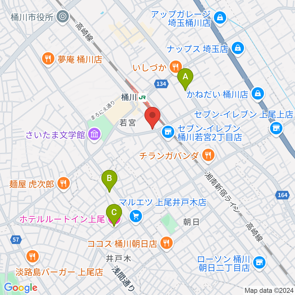 桶川の音楽スタジオVEIN周辺のホテル一覧地図