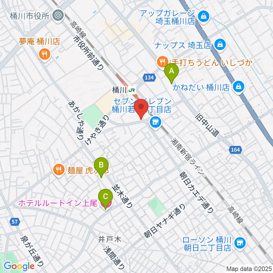 桶川の音楽スタジオVEIN周辺のホテル一覧地図