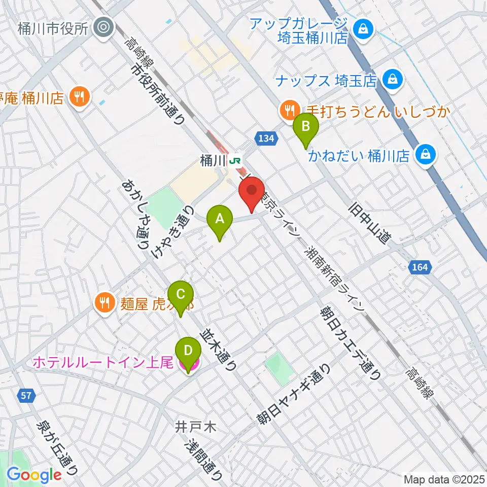 桶川の音楽スタジオVEIN周辺のホテル一覧地図