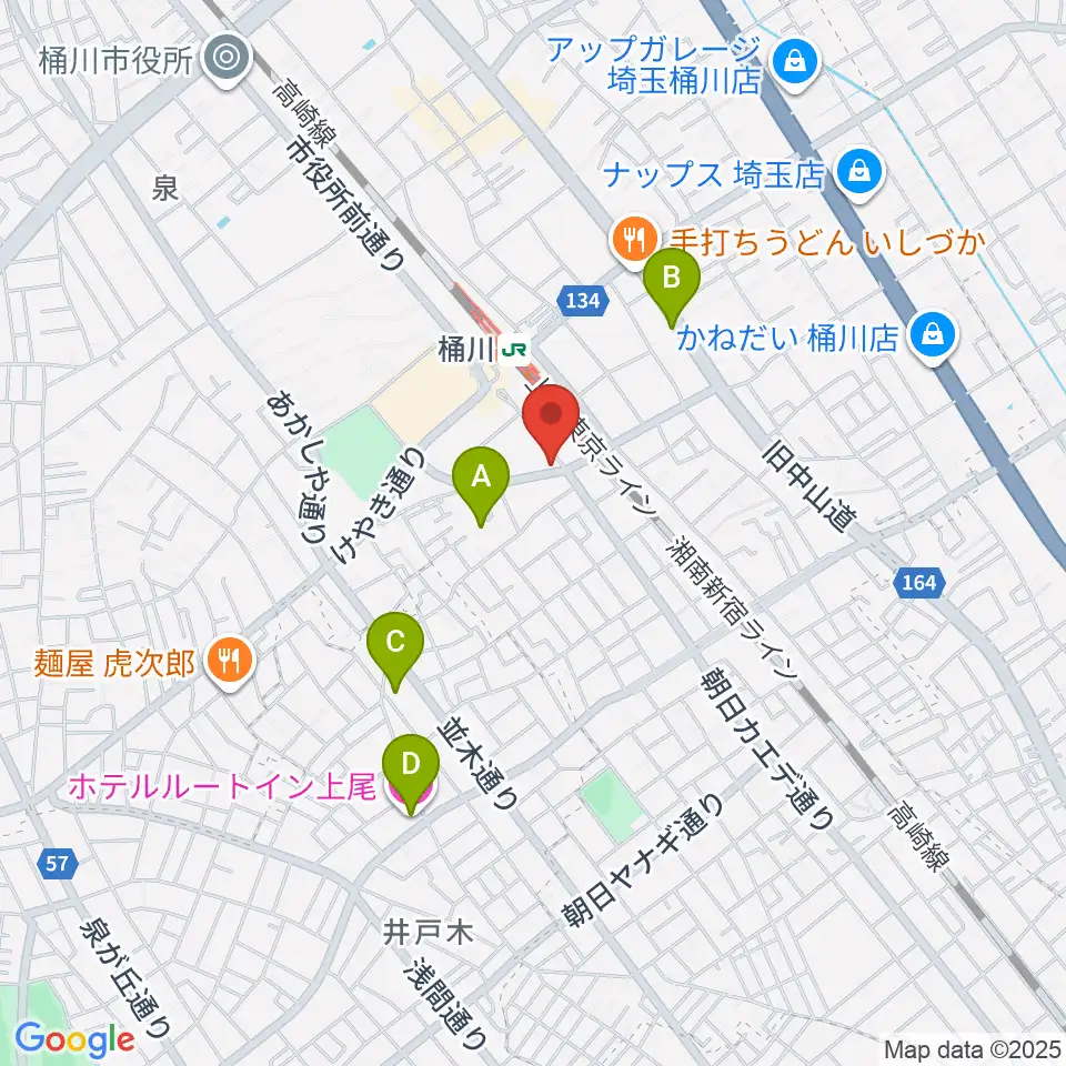 桶川の音楽スタジオVEIN周辺のホテル一覧地図
