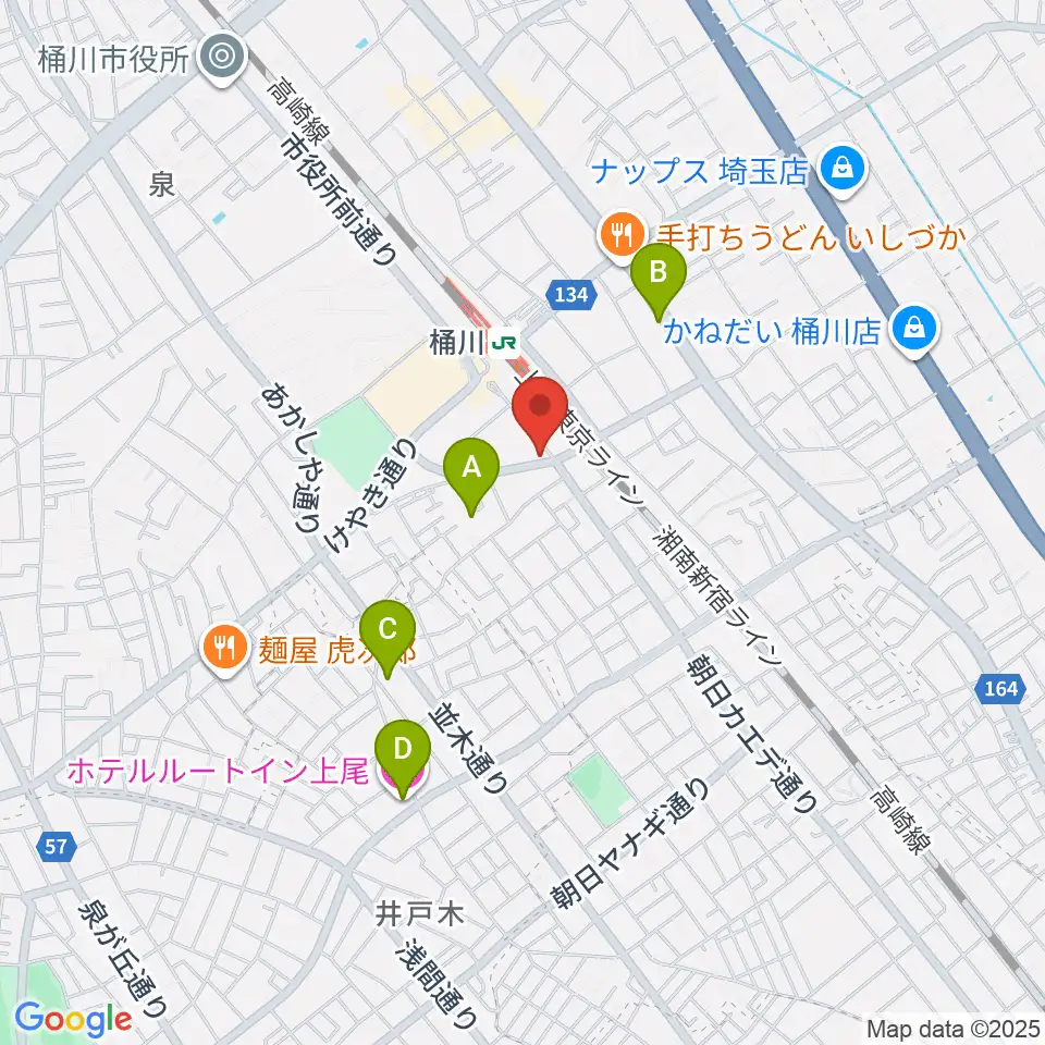 桶川の音楽スタジオVEIN周辺のホテル一覧地図