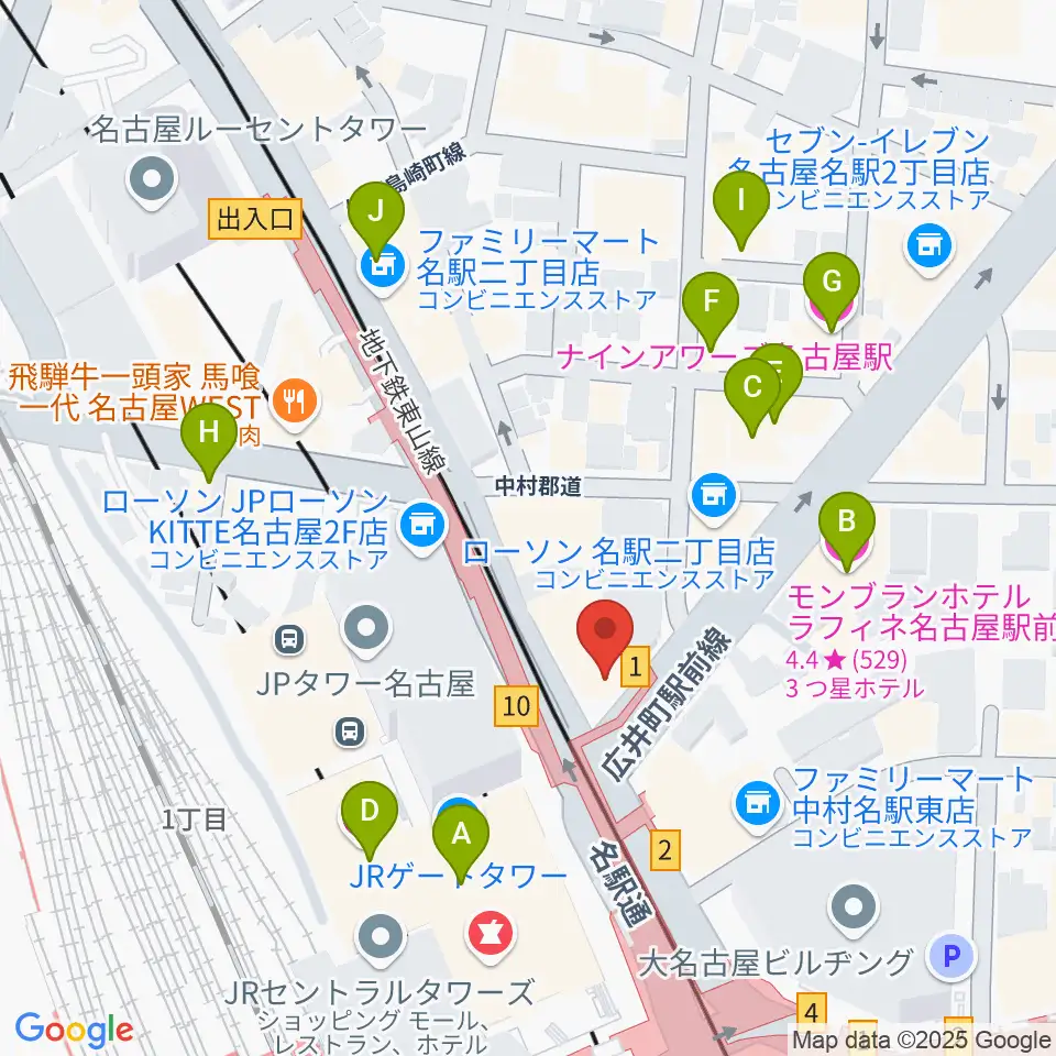 ヴィルトゥオーゾ名古屋駅前店周辺のホテル一覧地図