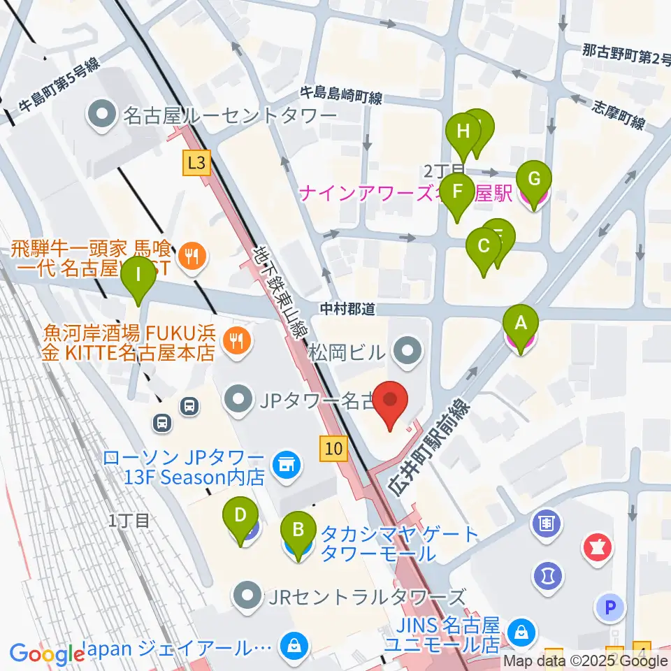ヴィルトゥオーゾ名古屋駅前店周辺のホテル一覧地図