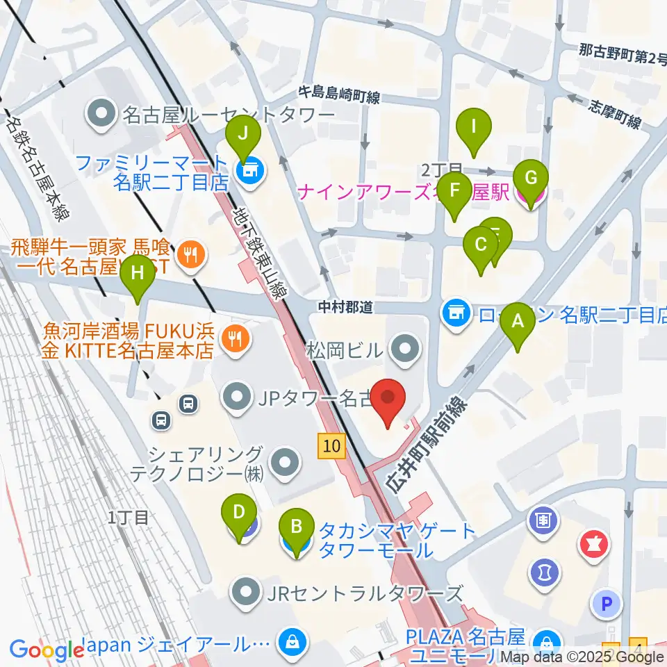 ヴィルトゥオーゾ名古屋駅前店周辺のホテル一覧地図
