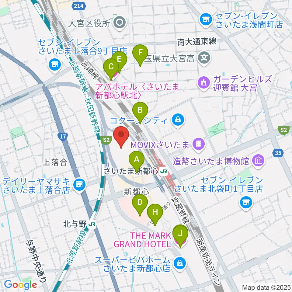 さいたまスーパーアリーナ周辺のホテル一覧地図
